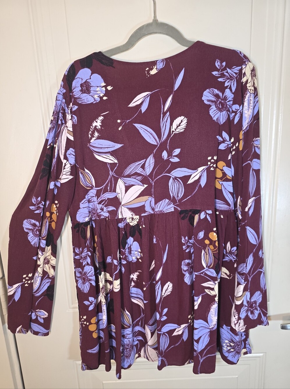 Free People Purple Floral V-Neck Tunic Dress - Picture 7 of 9